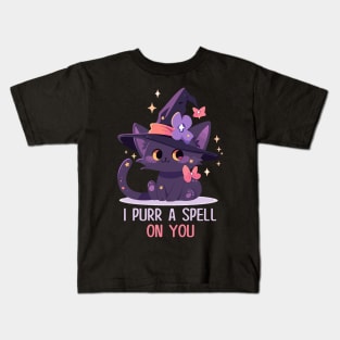 Funny Cat Pun Witch Spell Graphic Men Kids Women Halloween Kids T-Shirt